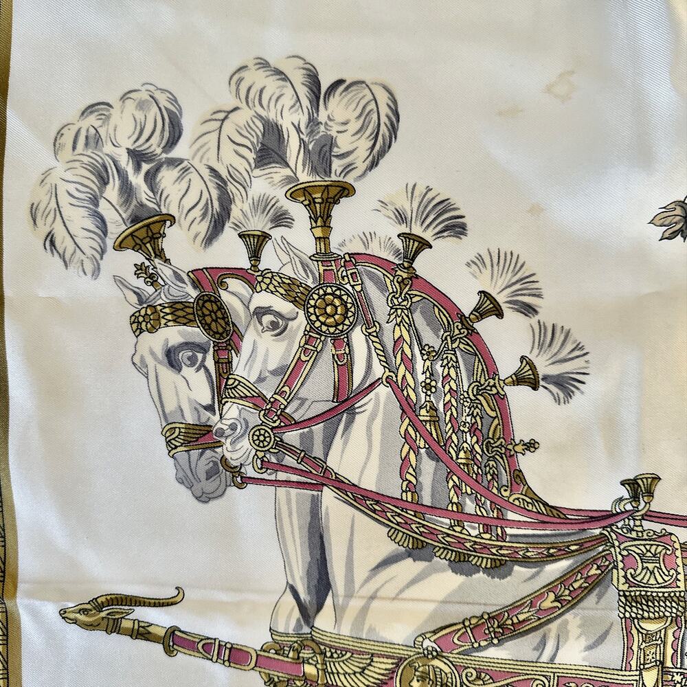 VINTAGE HERMES SCARF HARNAIS FRANCAIS BLUE 100% SILK - Picture 14 of 16